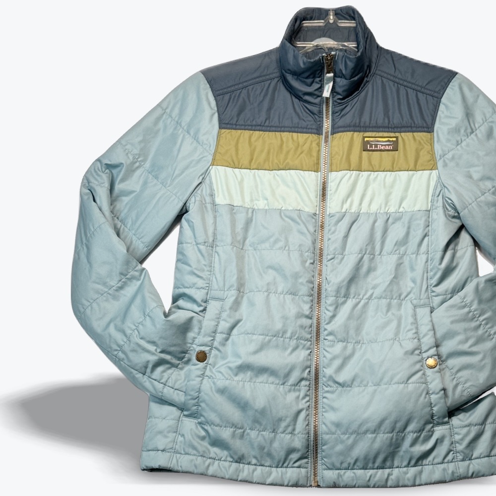 L.L. Bean Mountain Classic Puffer Jacket Blue Green Retro Colorblock Size XXS